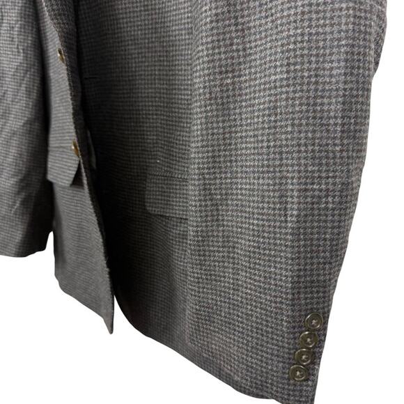 Lauren Ralph Lauren Mens Houndstooth Gray Wool Cashmere Suit Jacket Blazer 42 S - Picture 8 of 16